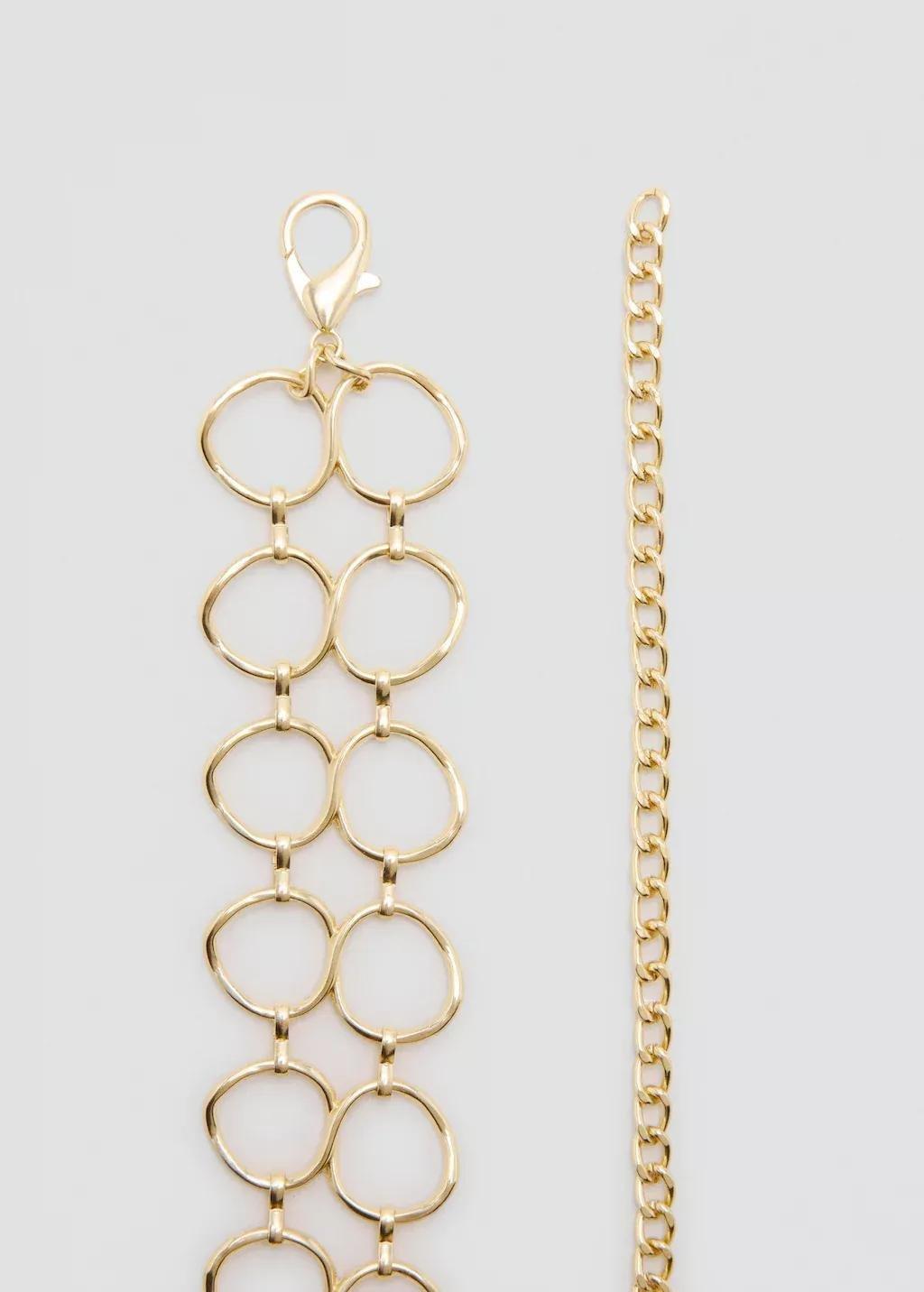 Gold Double Chain Ring Belt, Gold, large image number 1