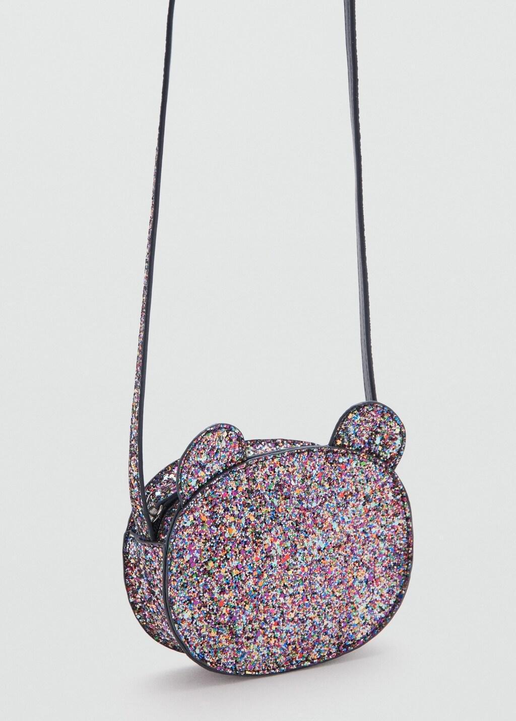 Blue Glitter Bear Handbag, Baby Girls, Navy, large image number 0