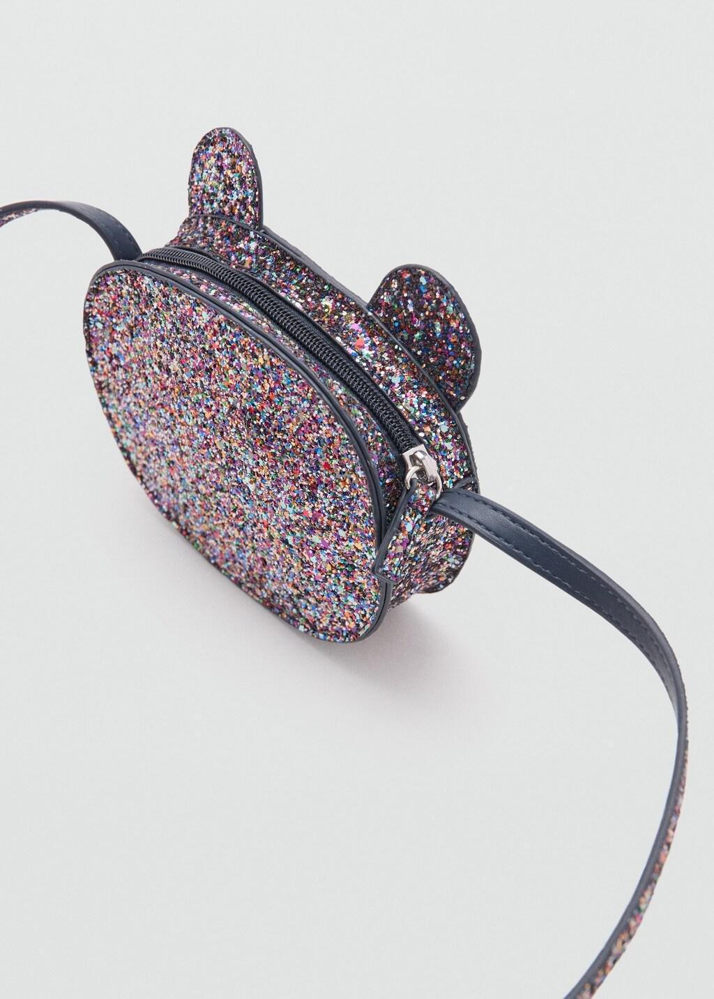 Blue Glitter Bear Handbag, Baby Girls, Navy, large image number 1