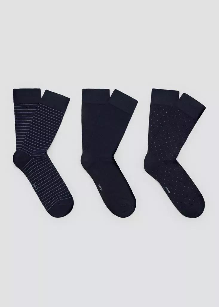 Navy Mixed Socks, Set Of 3, Navy, medium