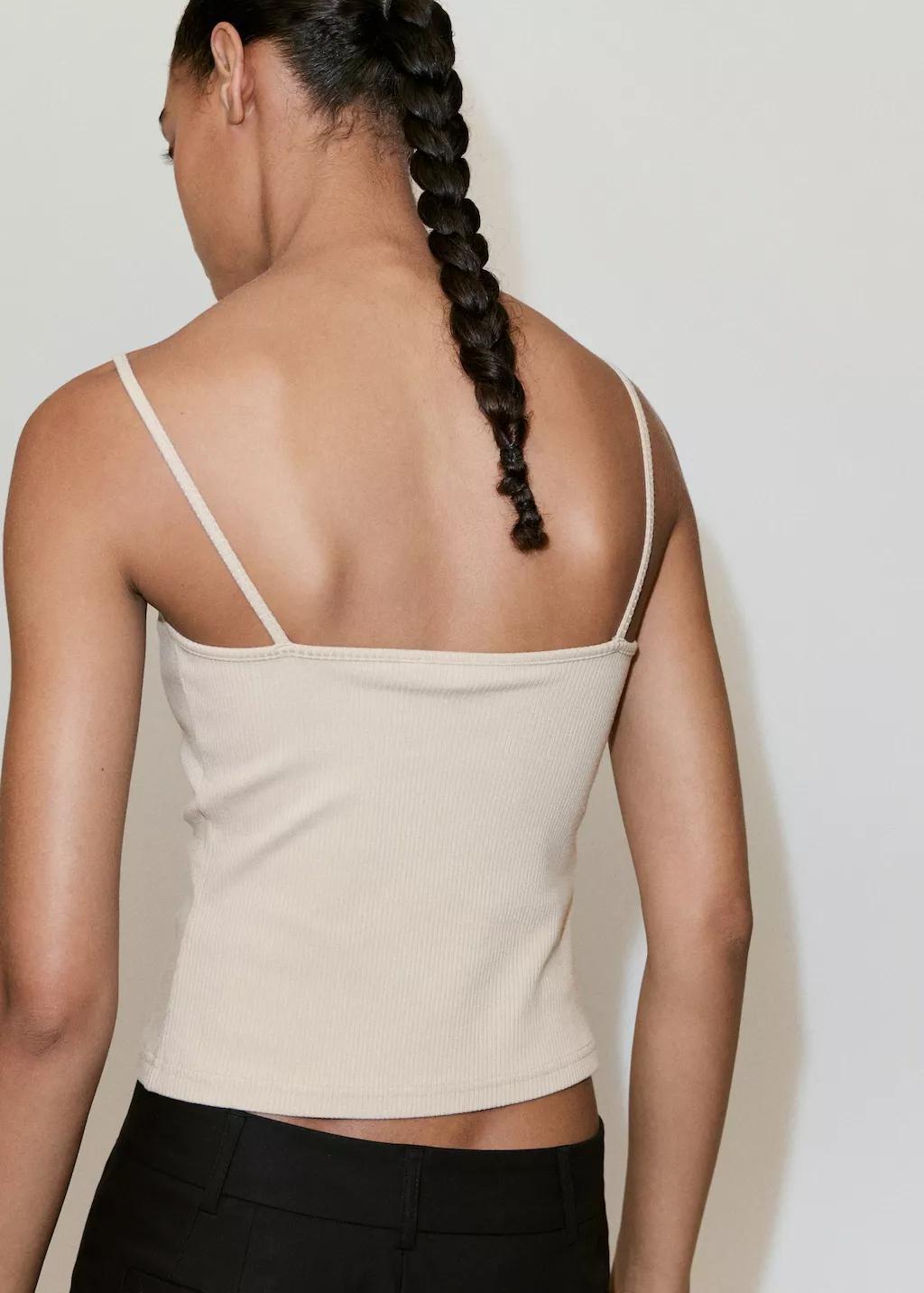 Brown Fitted Top With Lace Detail, Light Pastel Brown, large image number 2