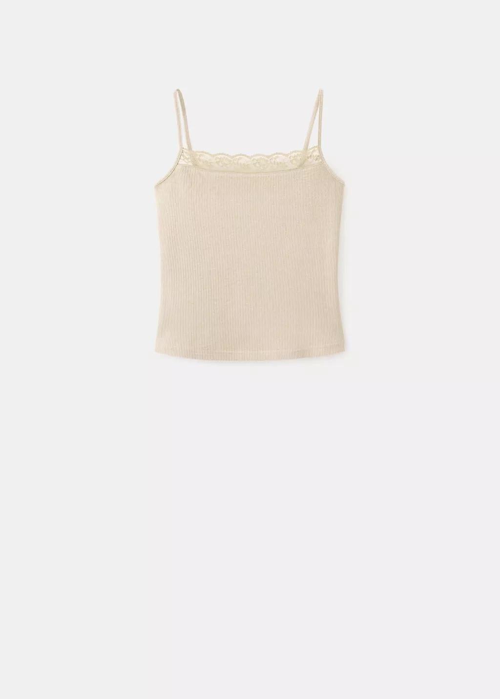 Brown Fitted Top With Lace Detail, Light Pastel Brown, large image number 7