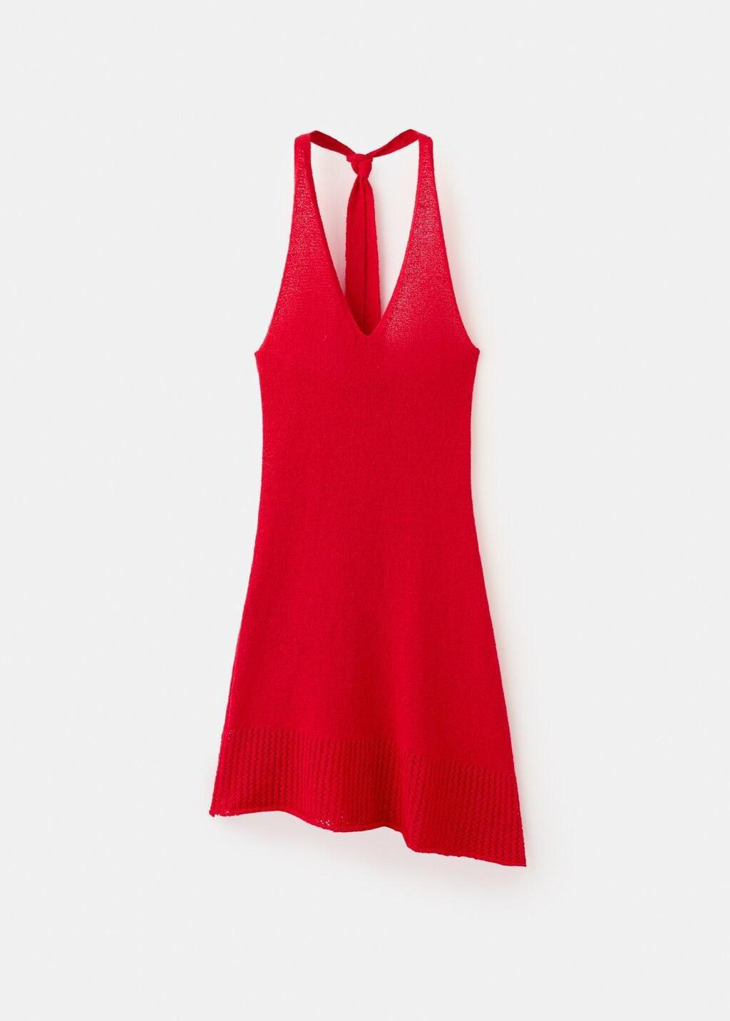 Red Halter Knit Dress, Red, large image number 0