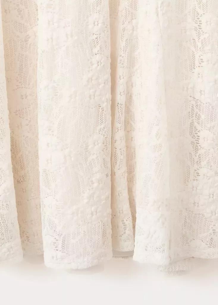 White Midi skirt with broderie anglaise details, Natural White, large image number 4