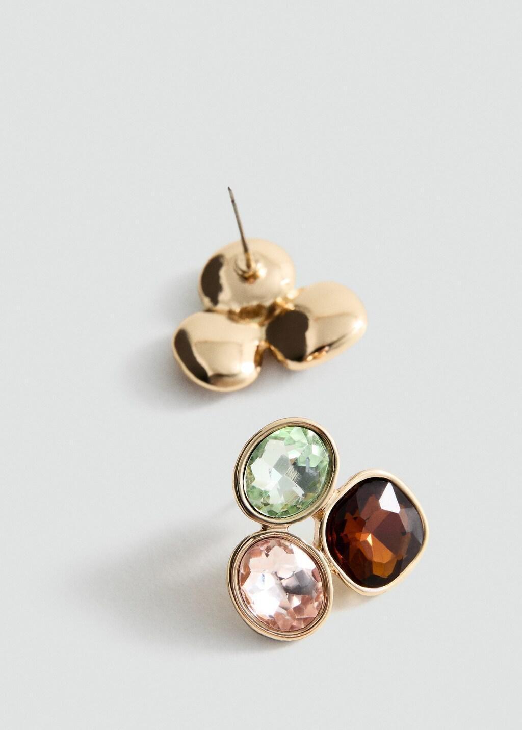 Gold Combined Crystal Earrings, Gold, large image number 0