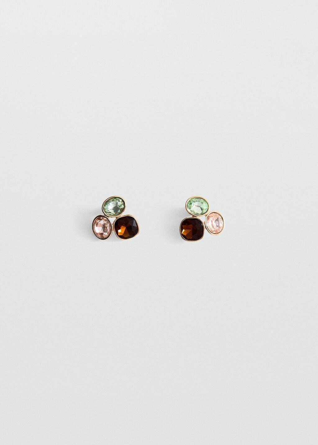 Gold Combined Crystal Earrings, Gold, large image number 3