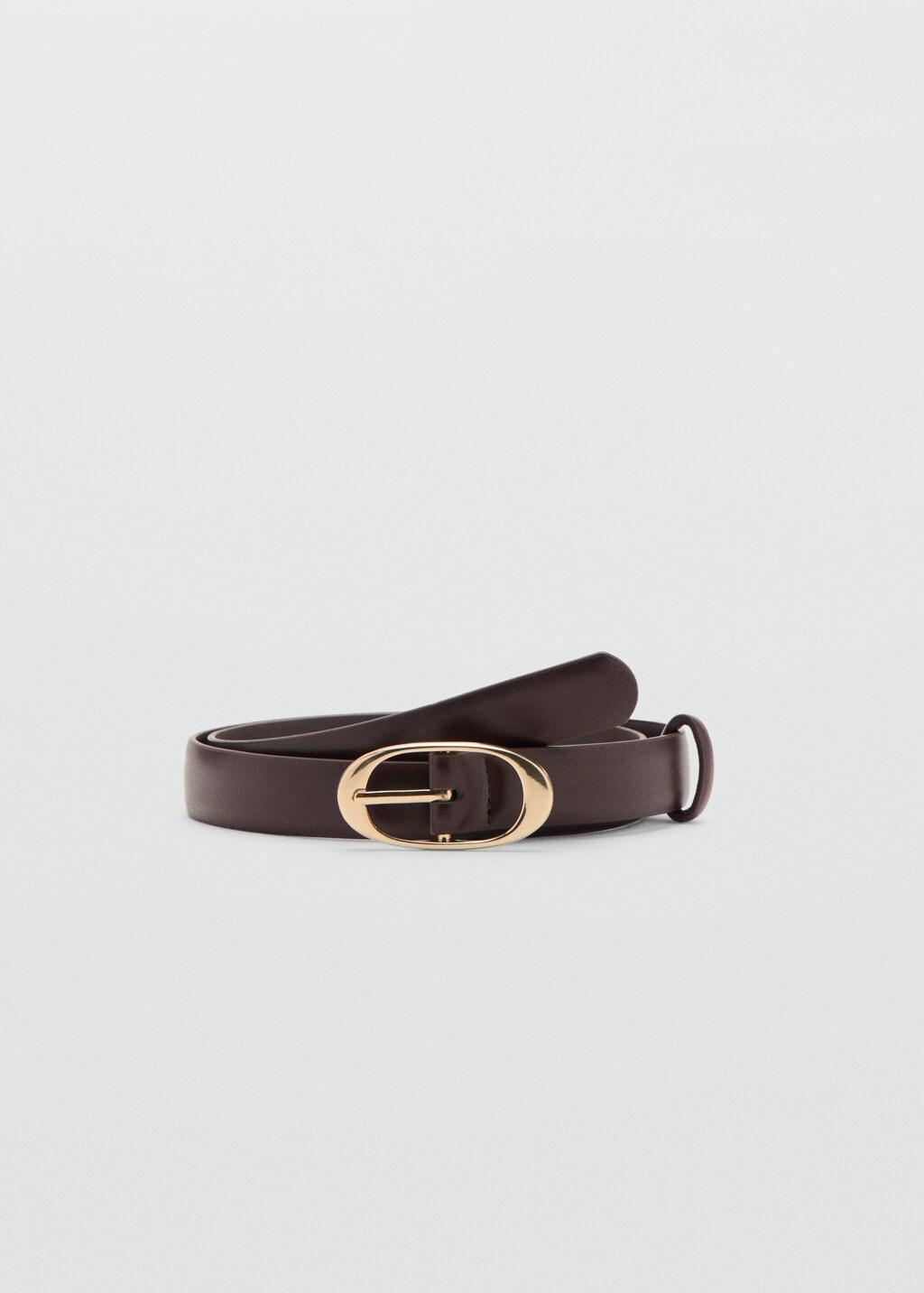 Brown Oval Buckle Belt, Dark Brown, large image number 3
