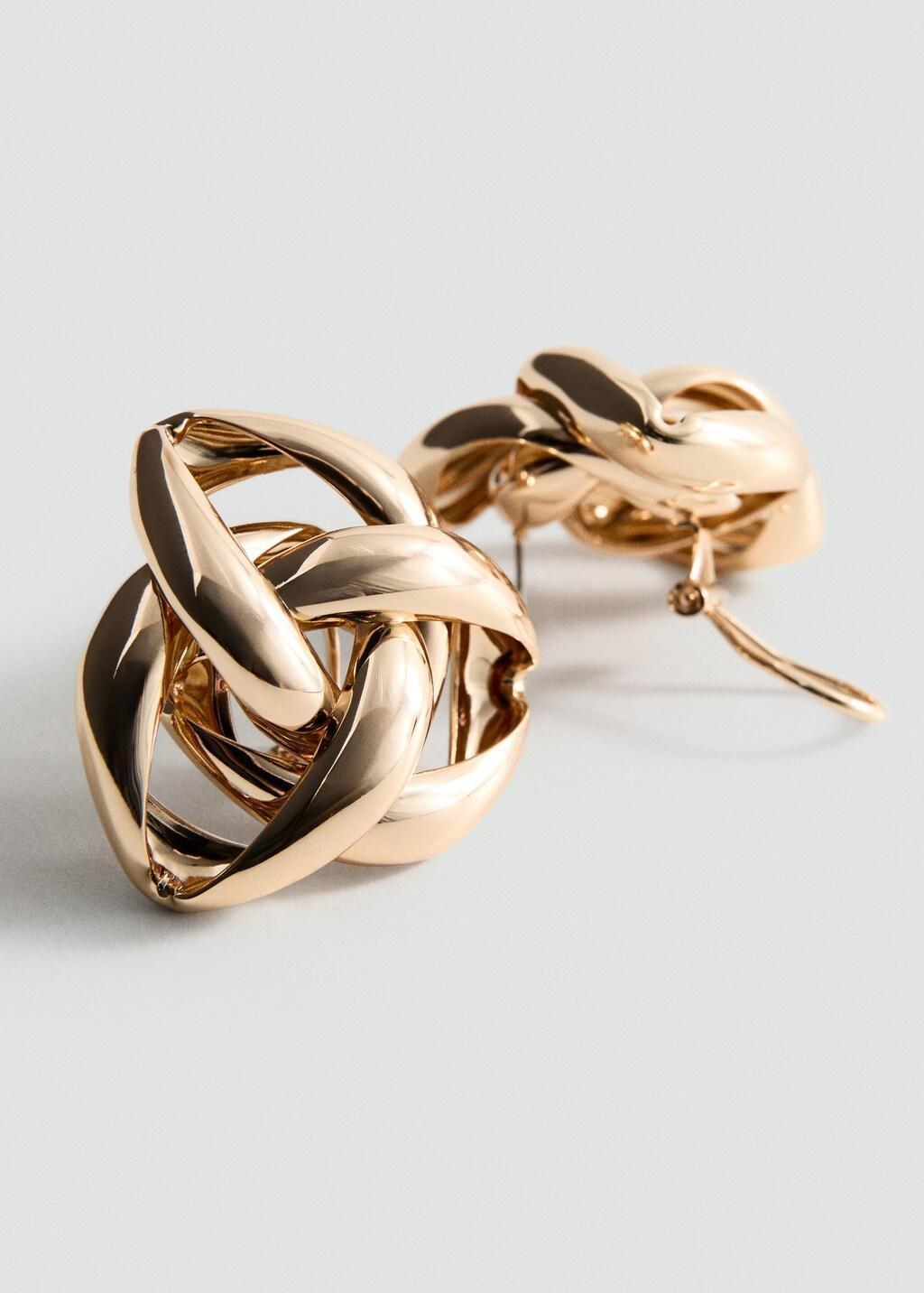 Gold Intertwined Knot Earrings, Gold, medium