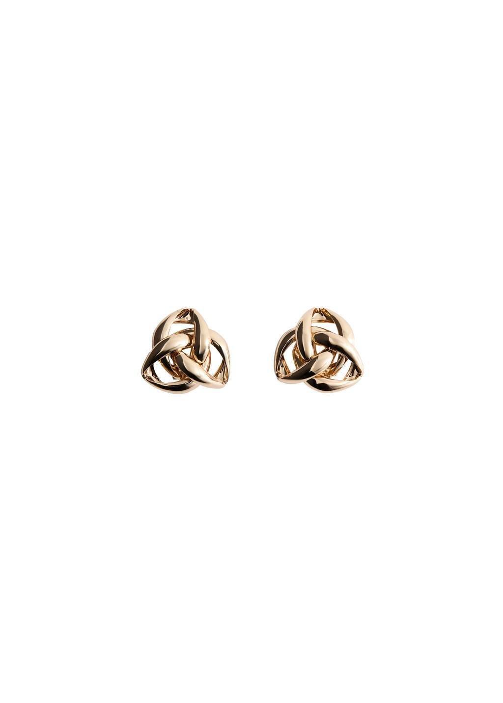 Gold Intertwined Knot Earrings, Gold, medium