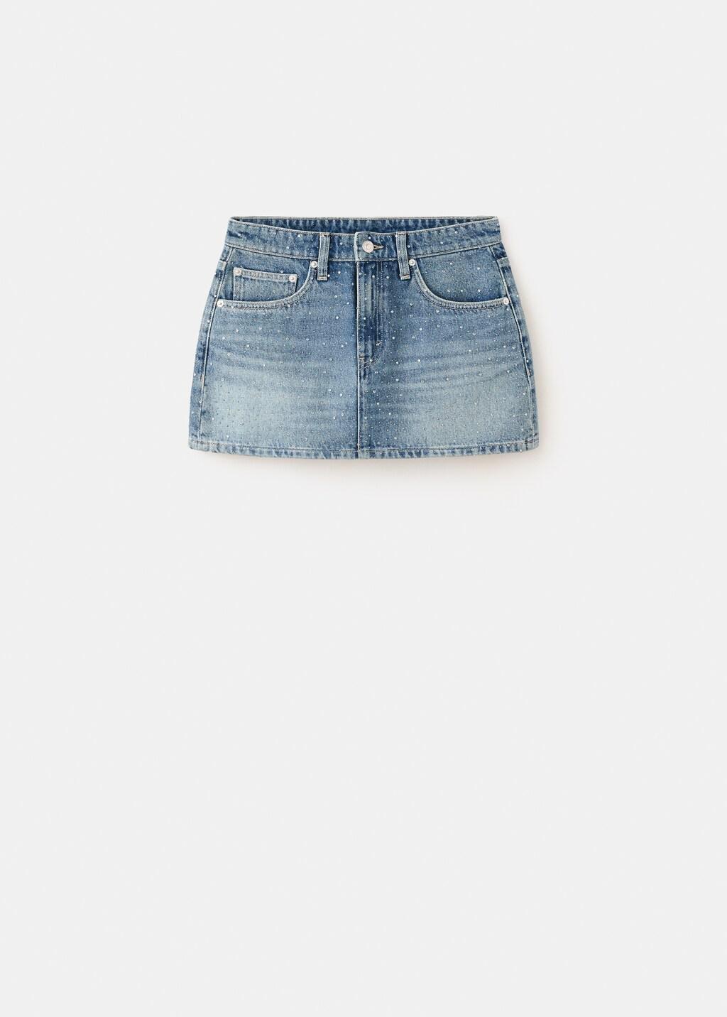 Blue Strass Denim Skirt, Open Blue, large image number 0
