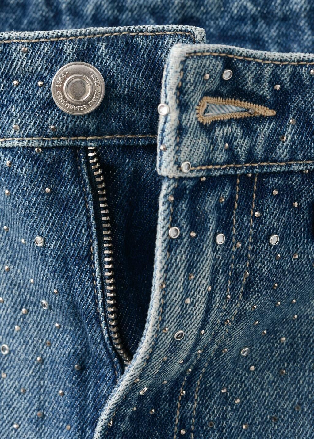 Blue Strass Denim Skirt, Open Blue, large image number 1