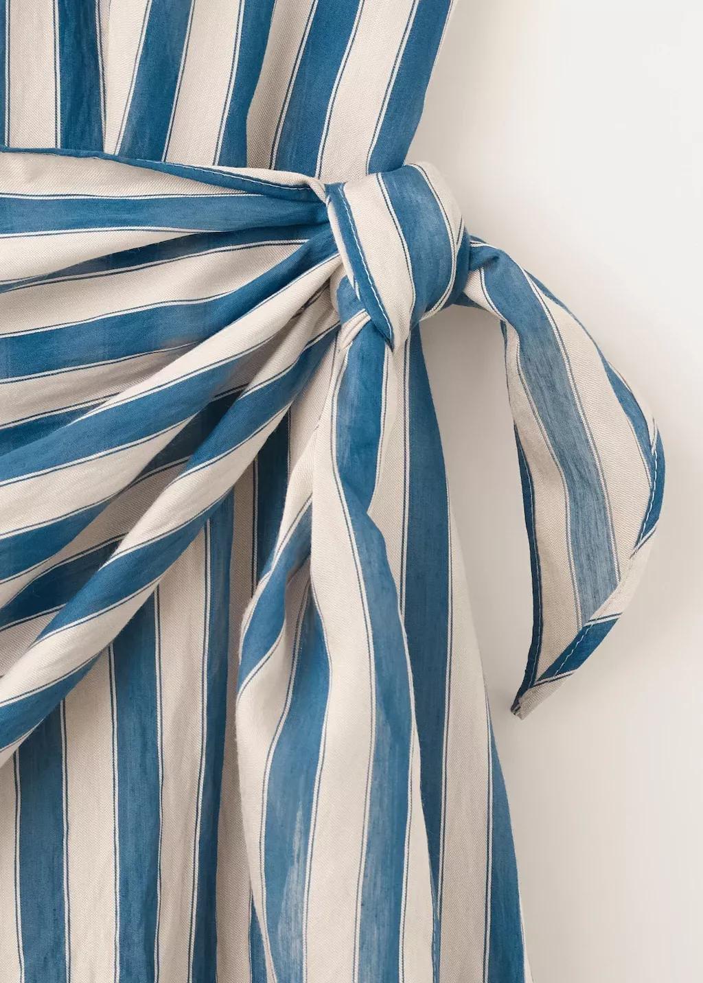 Blue Striped Scarf Shirt Dress, Medium Blue, medium