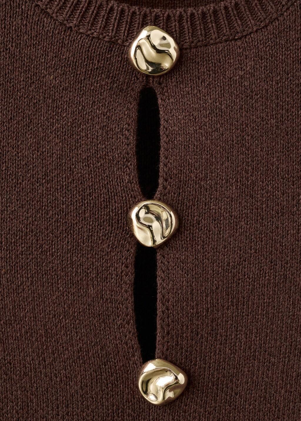 Brown Beaded Detail Knitted Top, Brown, large image number 1