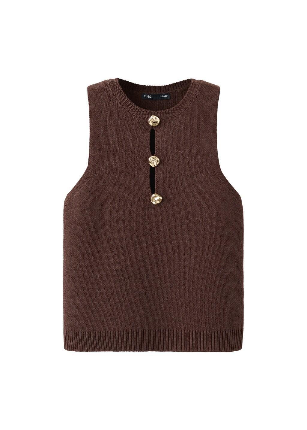 Brown Beaded Detail Knitted Top, Brown, large image number 5