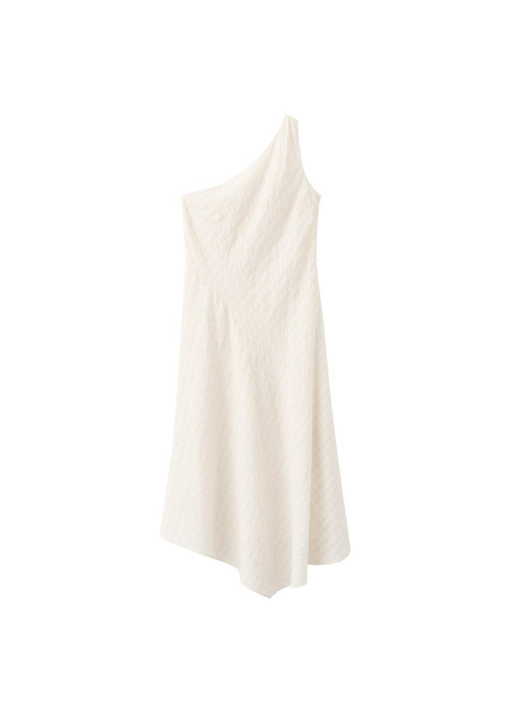 Beige Textured Check Asymmetric Dress, Light Beige, large image number 0