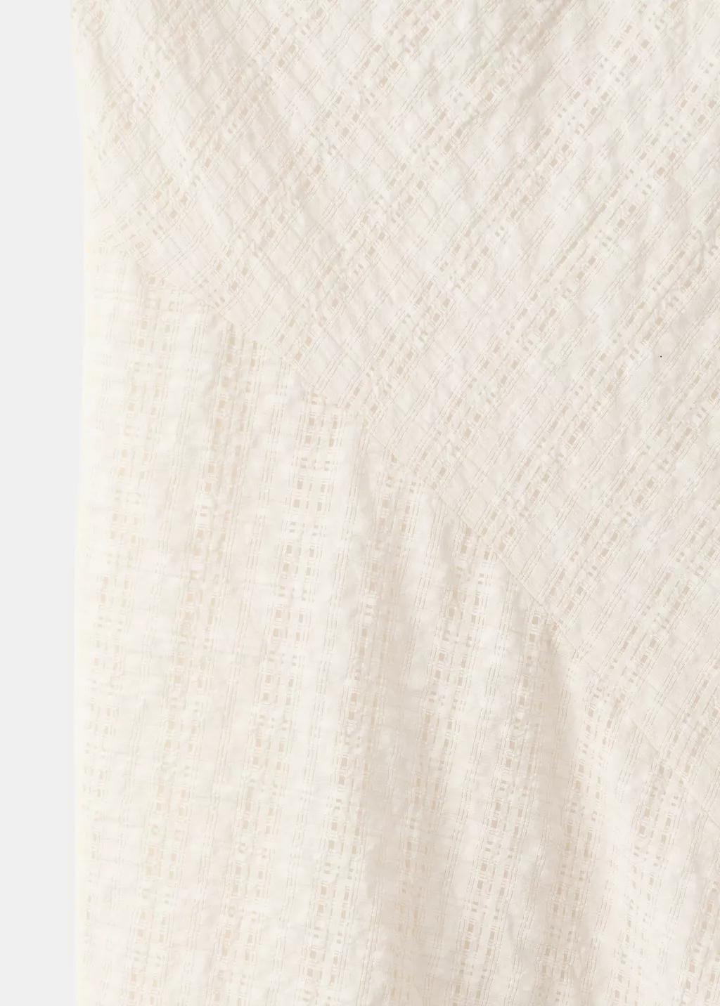 Beige Textured Check Asymmetric Dress, Light Beige, large image number 2