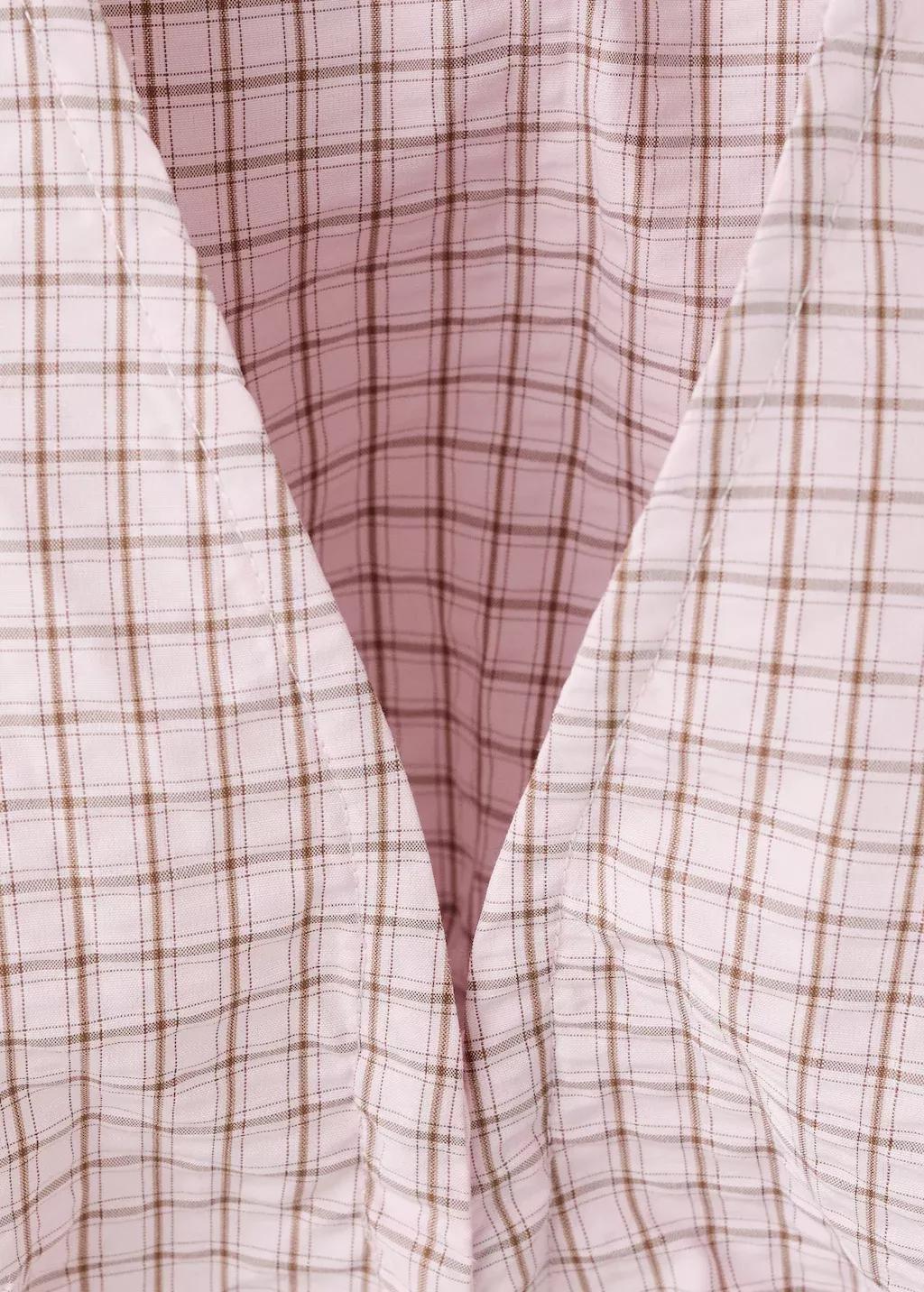 Pink V-Neck Checked Blouse, Light-Pastel Pink, large image number 0