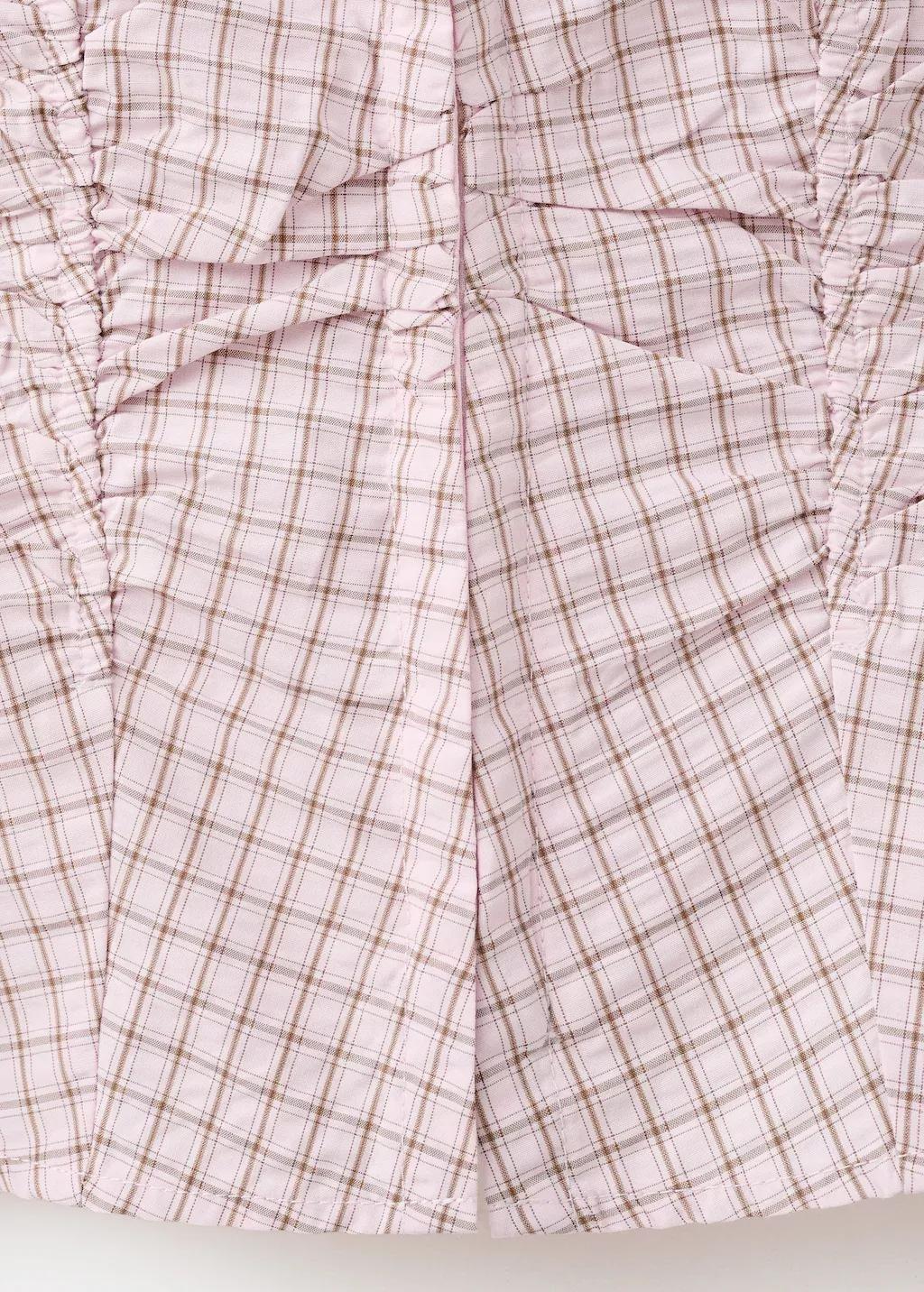 Pink V-Neck Checked Blouse, Light-Pastel Pink, large image number 1