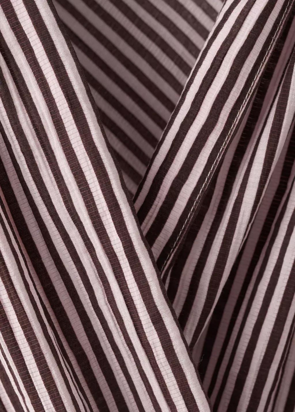 Red Striped Wrap Blouse With Bow, Dark Red, large image number 1
