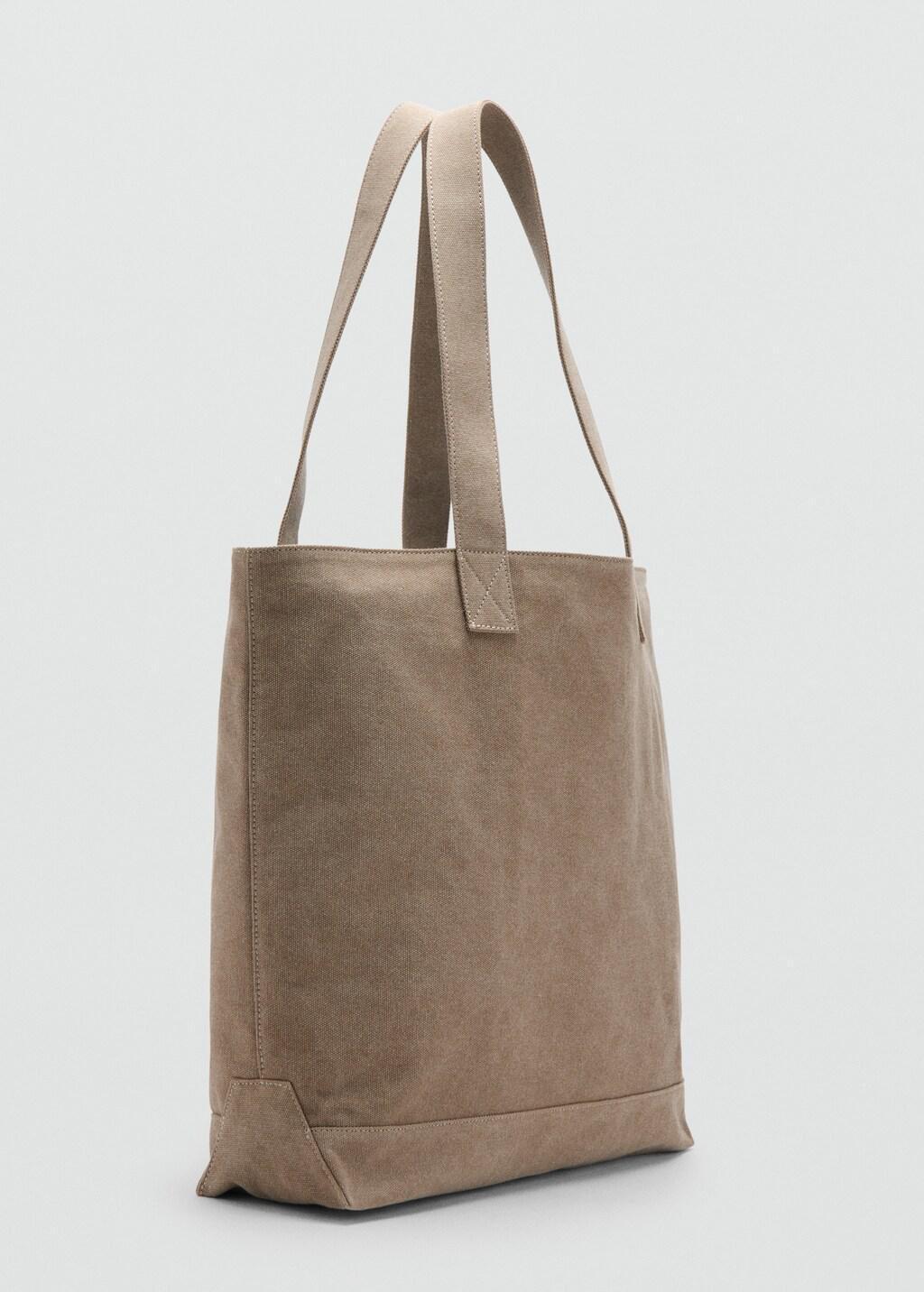 Beige Cotton Tote Bag, Light Beige, medium