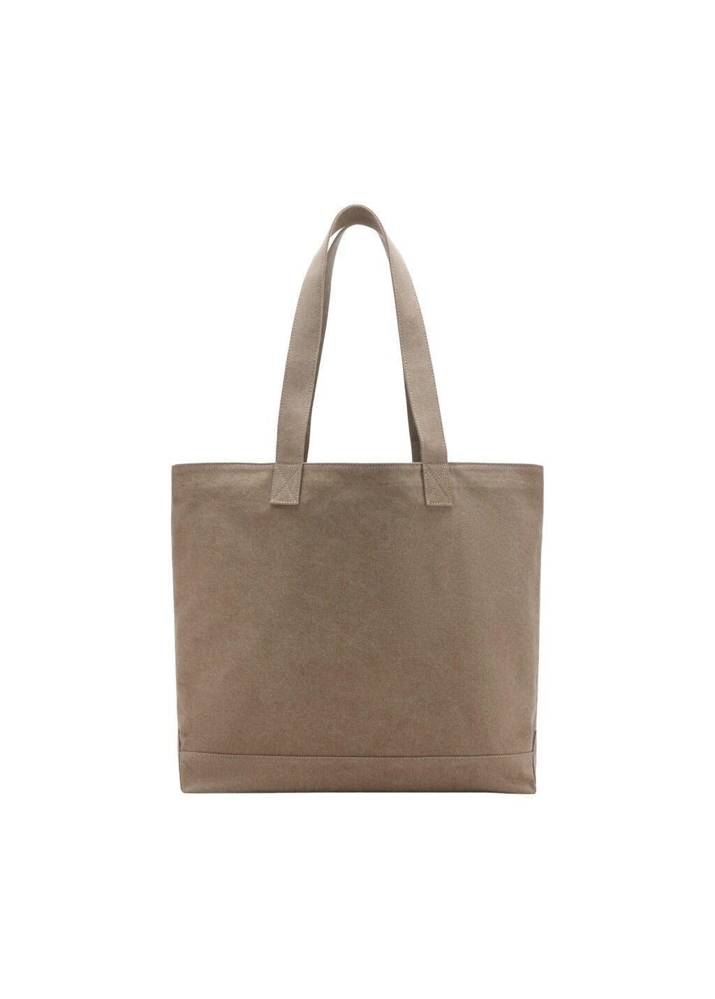 Beige Cotton Tote Bag, Light Beige, medium