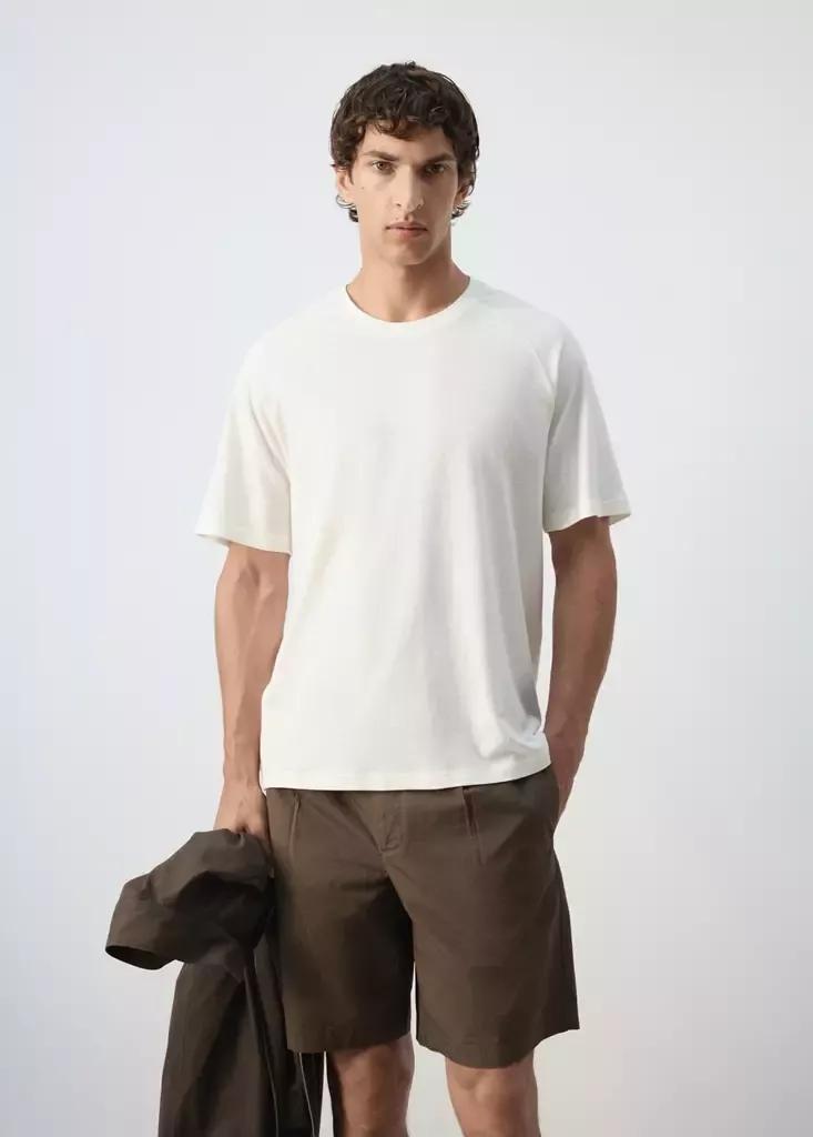WHITE Relaxed fit cotton-linen blend T-shirt, Men, Natural White, large image number 1