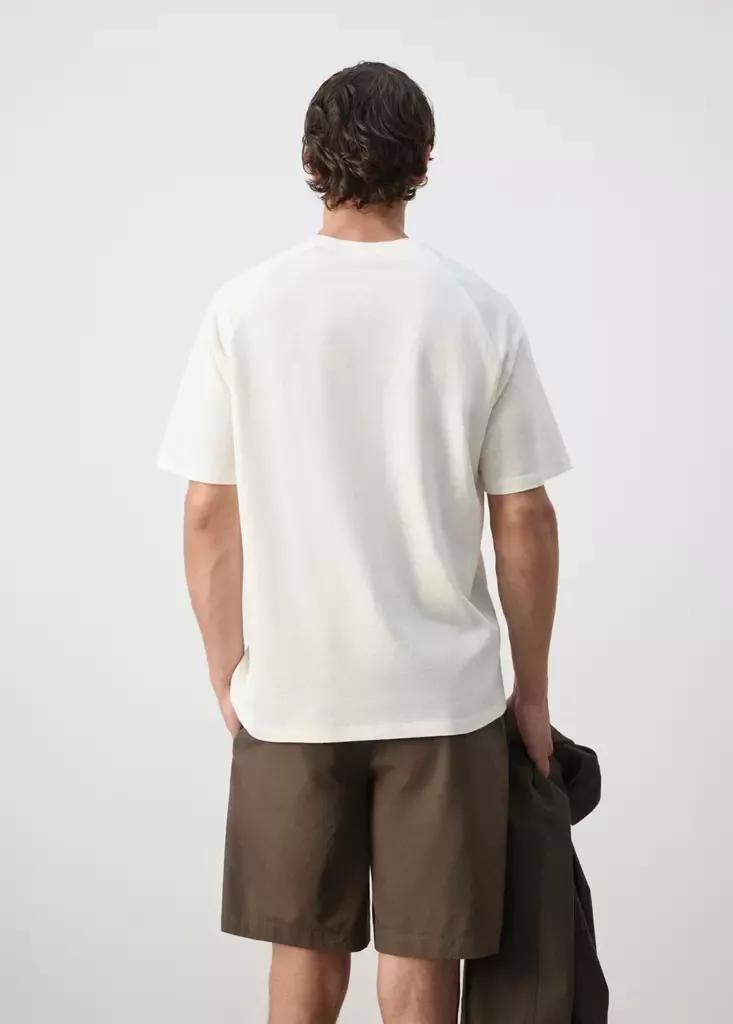WHITE Relaxed fit cotton-linen blend T-shirt, Men, Natural White, medium