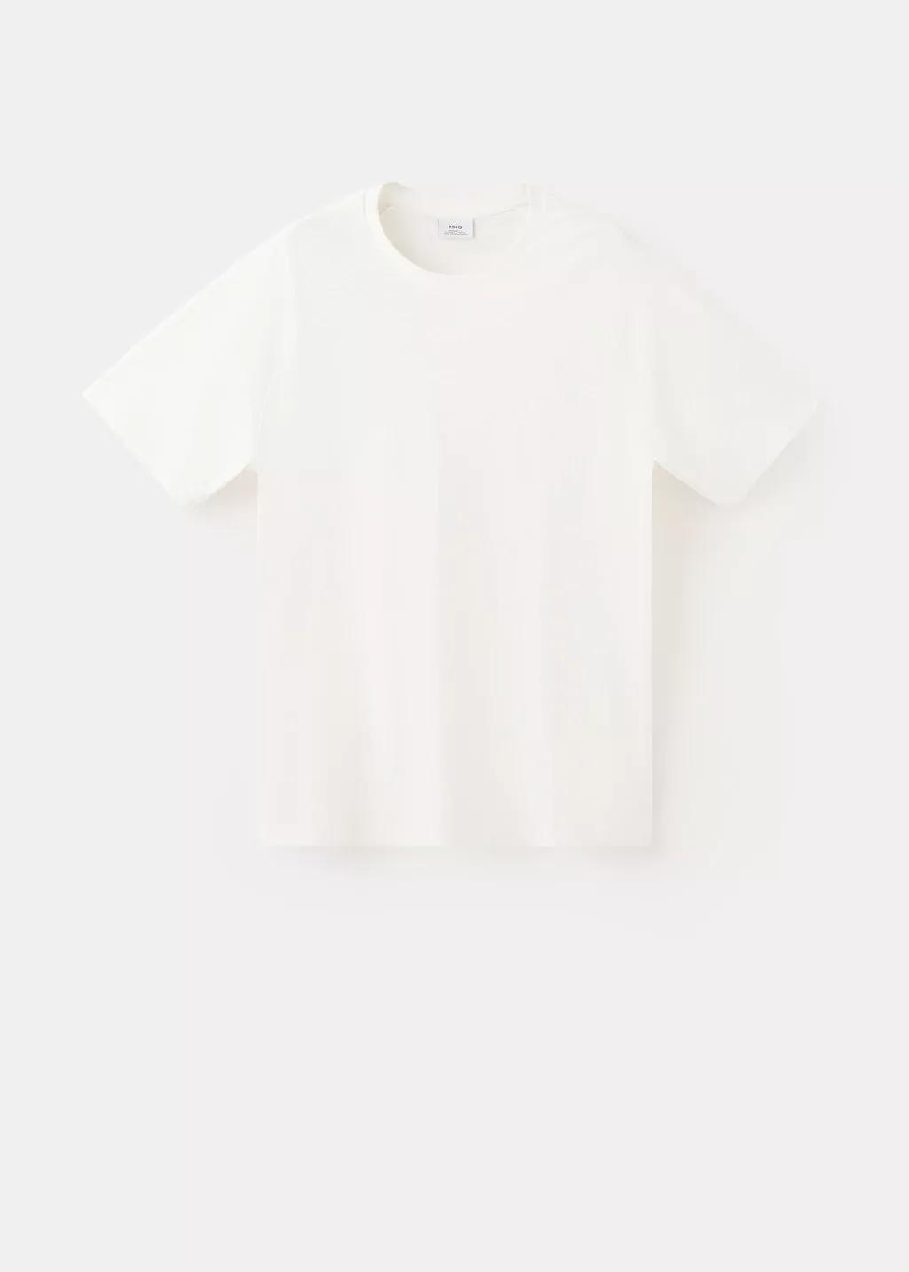 WHITE Relaxed fit cotton-linen blend T-shirt, Men, Natural White, large image number 4