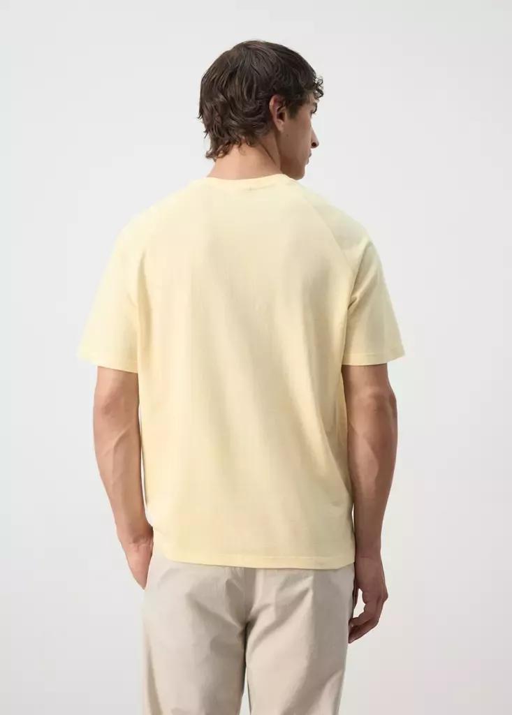 Yellow Relaxed Fit Cotton-Linen Blend T-Shirt, Yellow, large image number 2