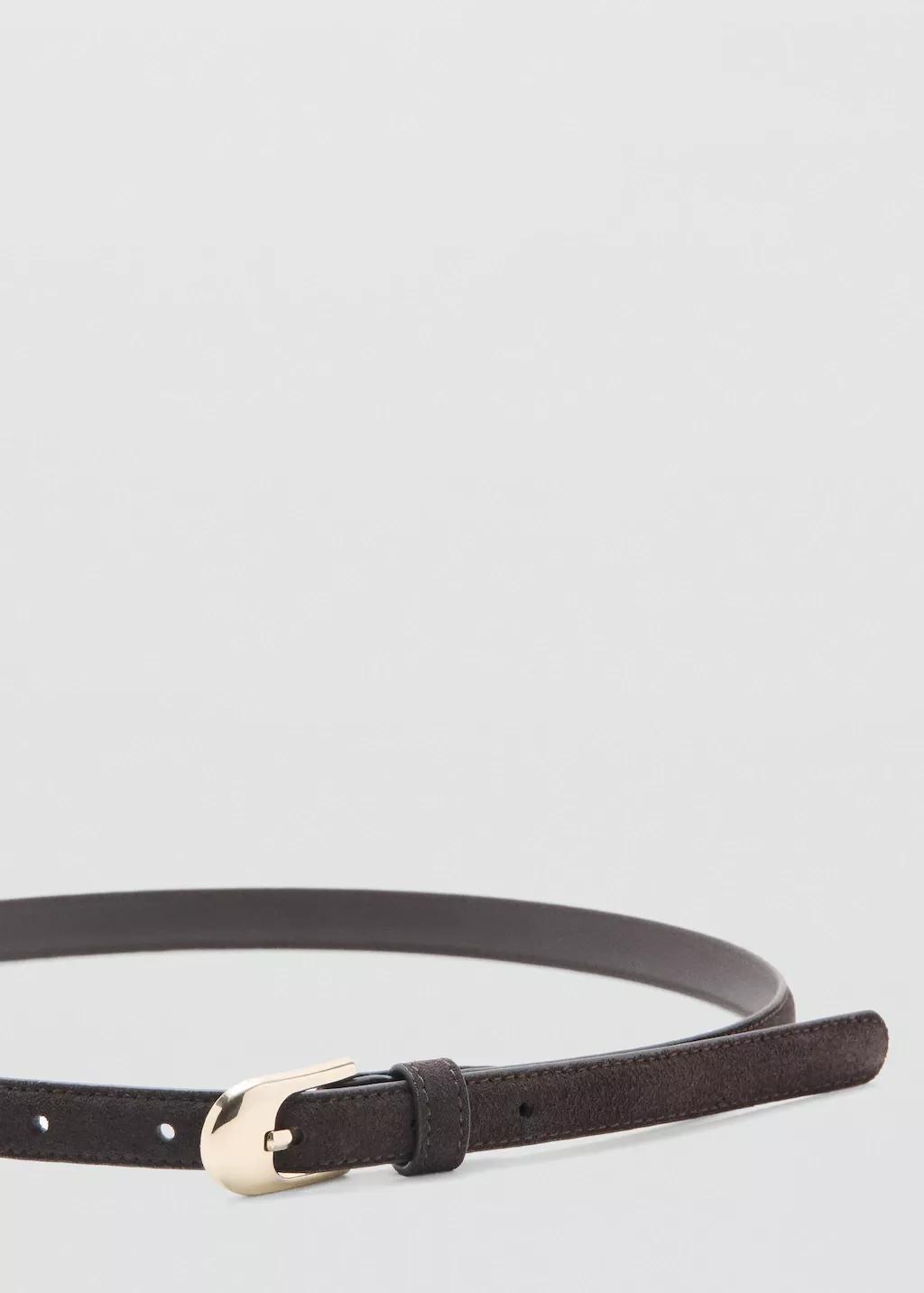 Brown Bovine Leather Belt, Dark Brown, medium