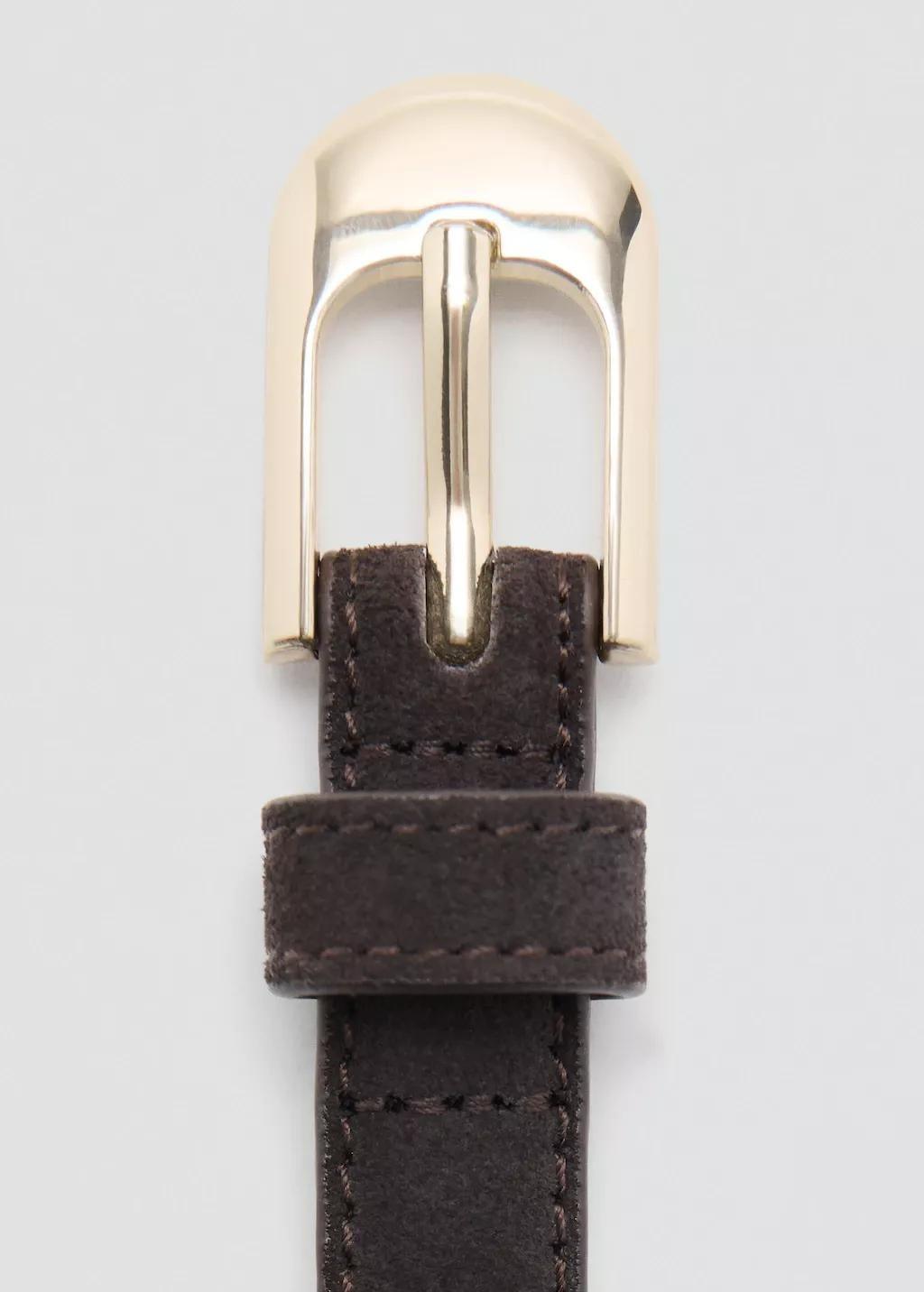 Brown Bovine Leather Belt, Dark Brown, medium