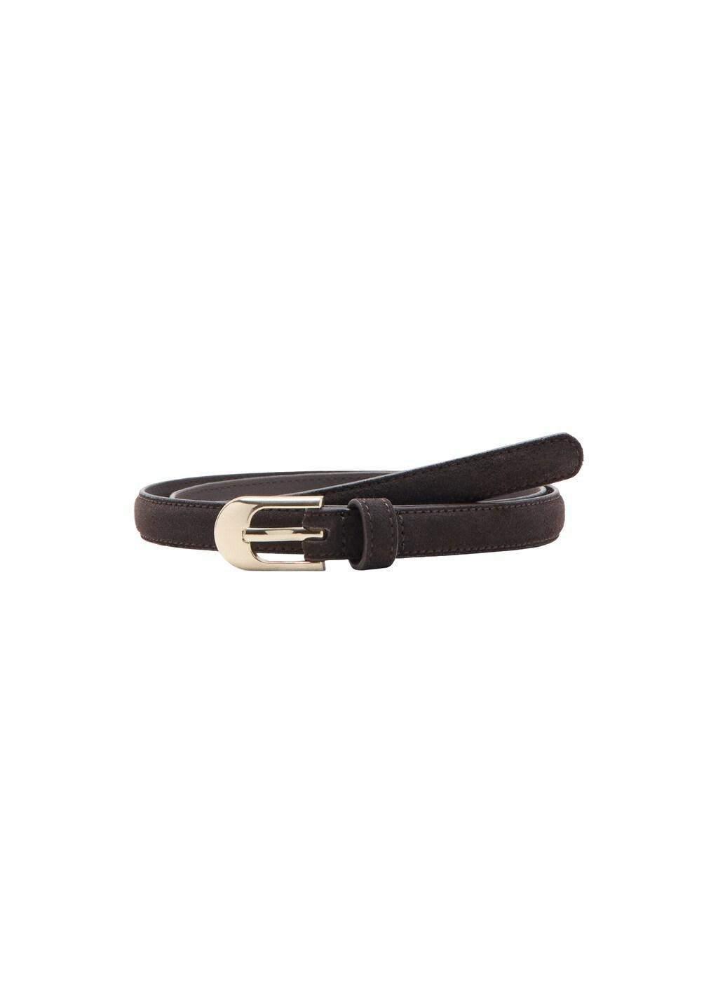 Brown Bovine Leather Belt, Dark Brown, medium
