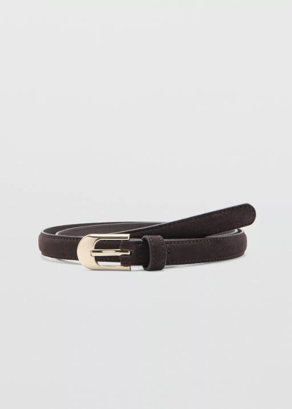 Brown Bovine Leather Belt, Dark Brown, large image number 3