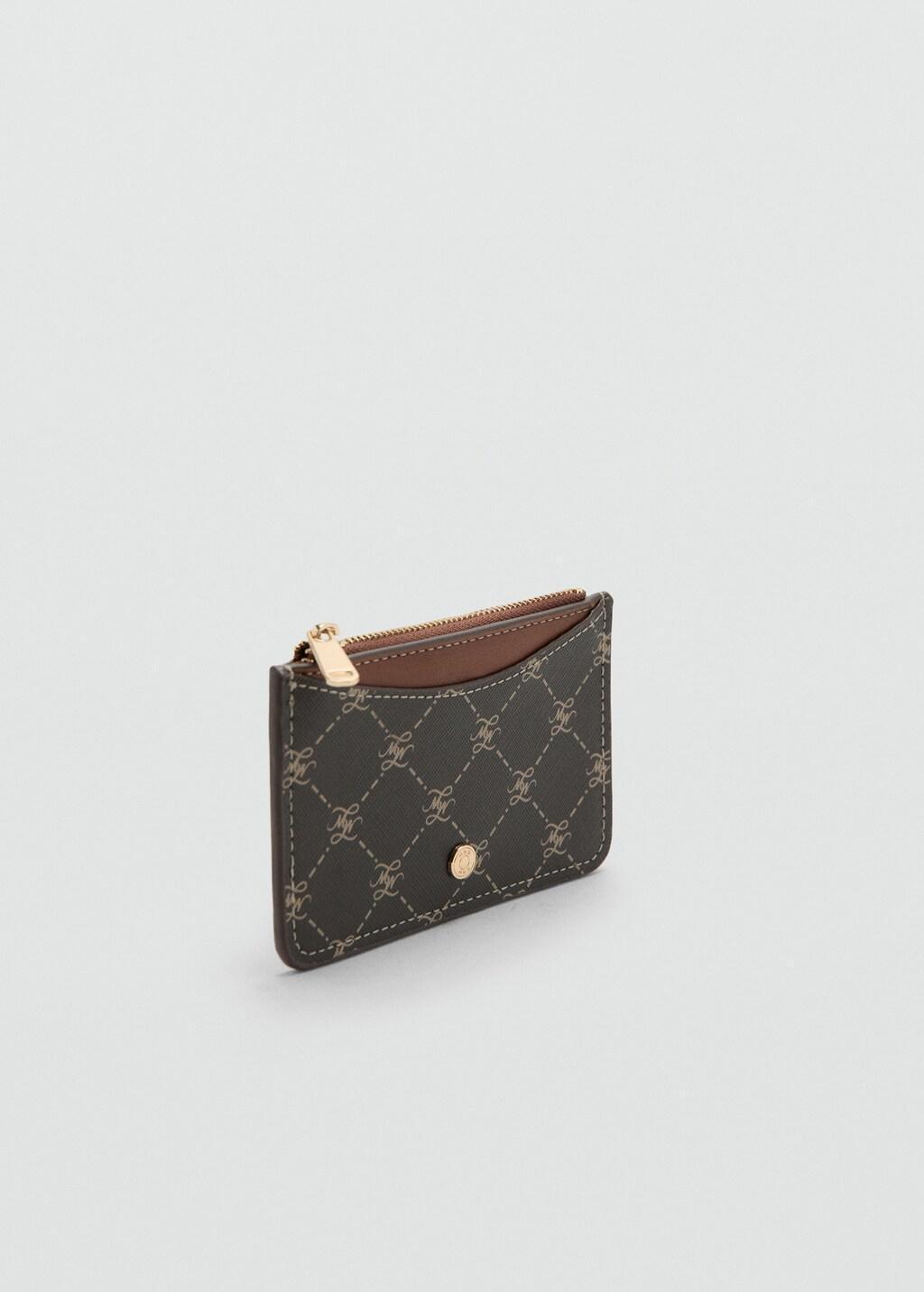 Brown Logo Zip Card Holder, Brown, medium