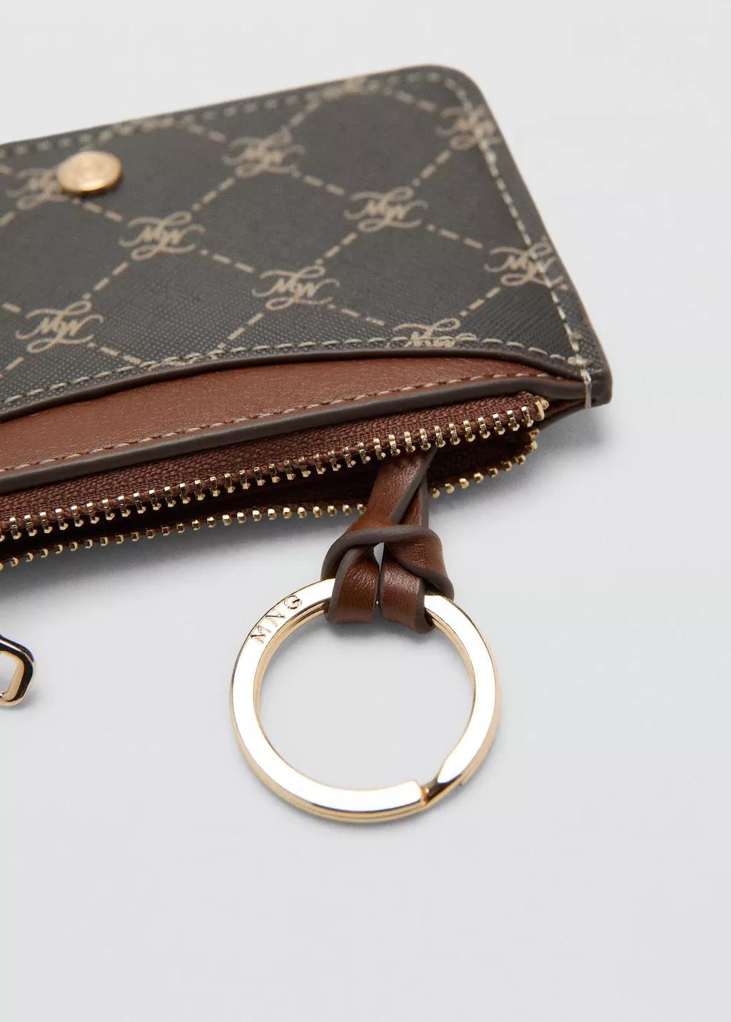 Brown Logo Zip Card Holder, Brown, medium