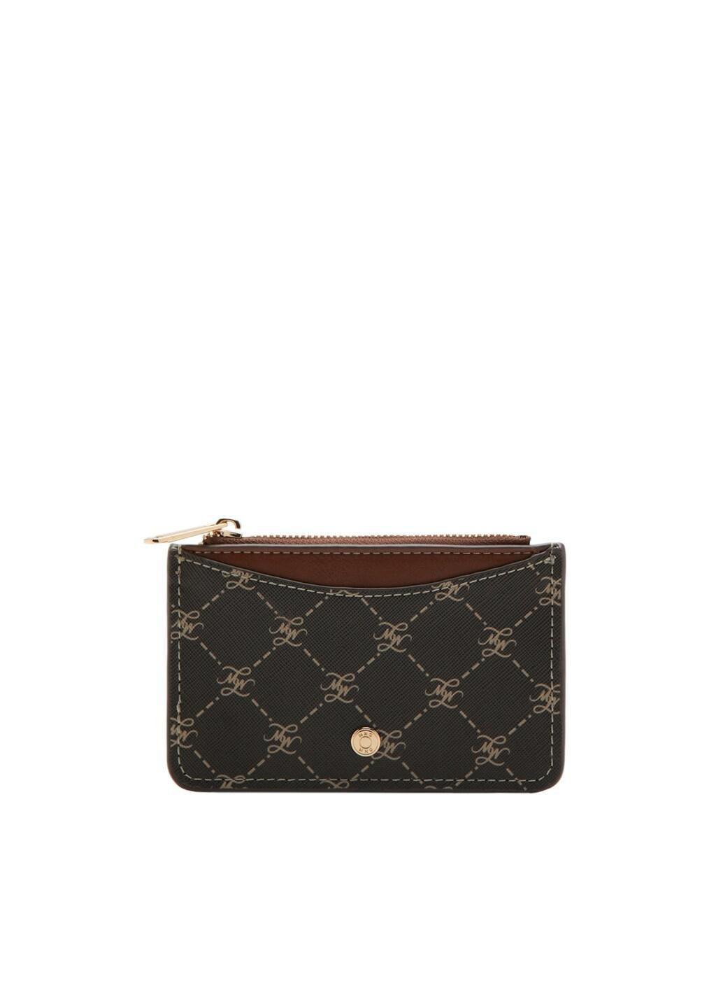 Brown Logo Zip Card Holder, Brown, medium