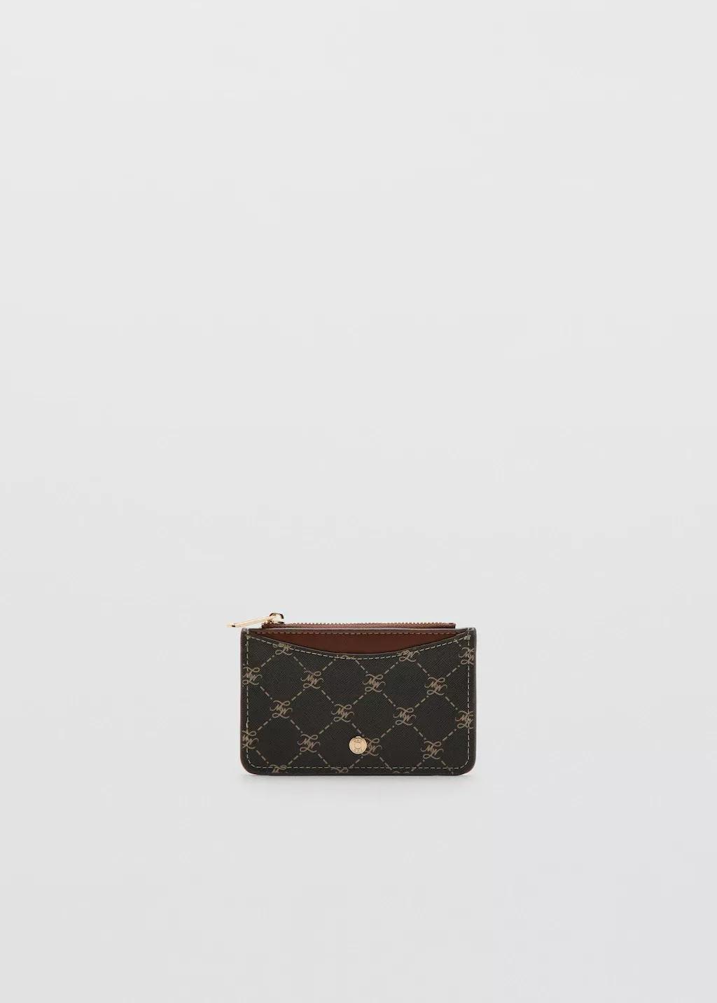 Brown Logo Zip Card Holder, Brown, large image number 3