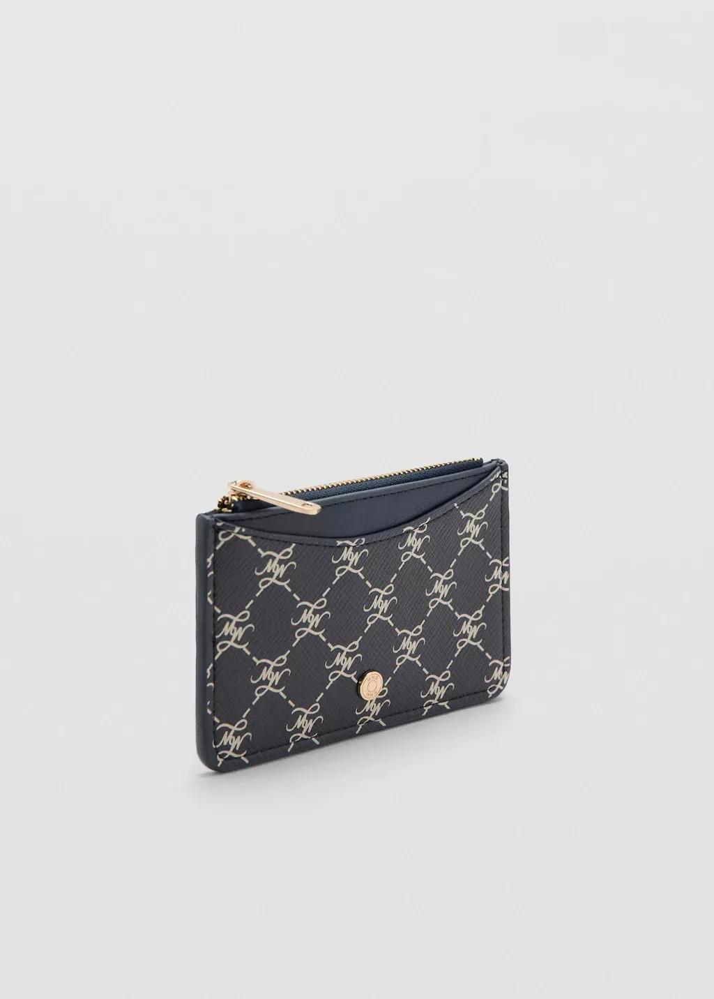 Blue Logo Zip Card Holder, Navy, medium