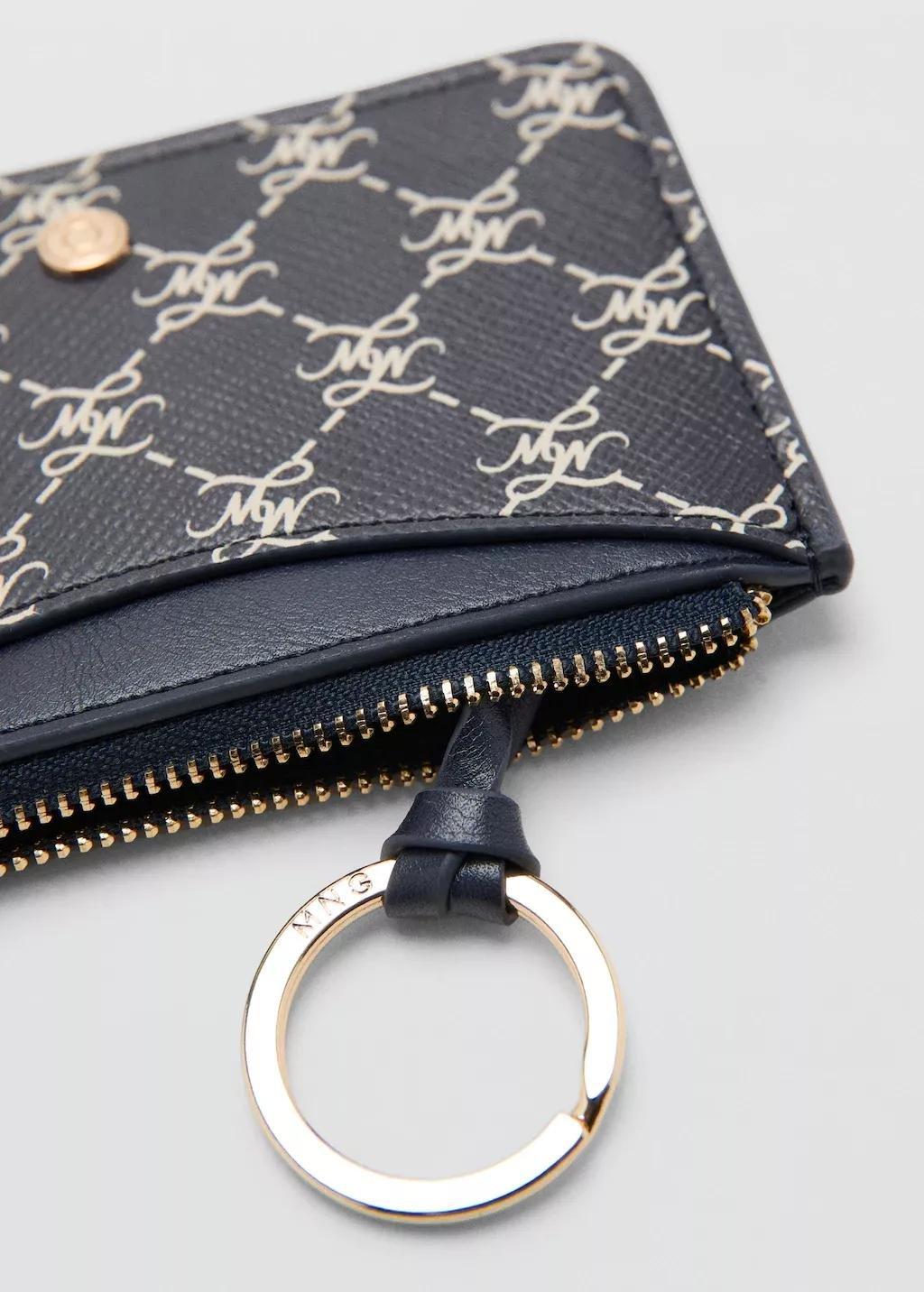 Blue Logo Zip Card Holder, Navy, medium