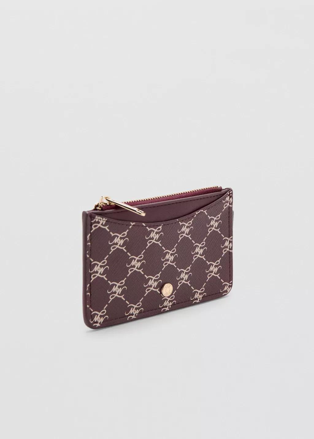 Red Logo Zip Card Holder, Dark Red, medium