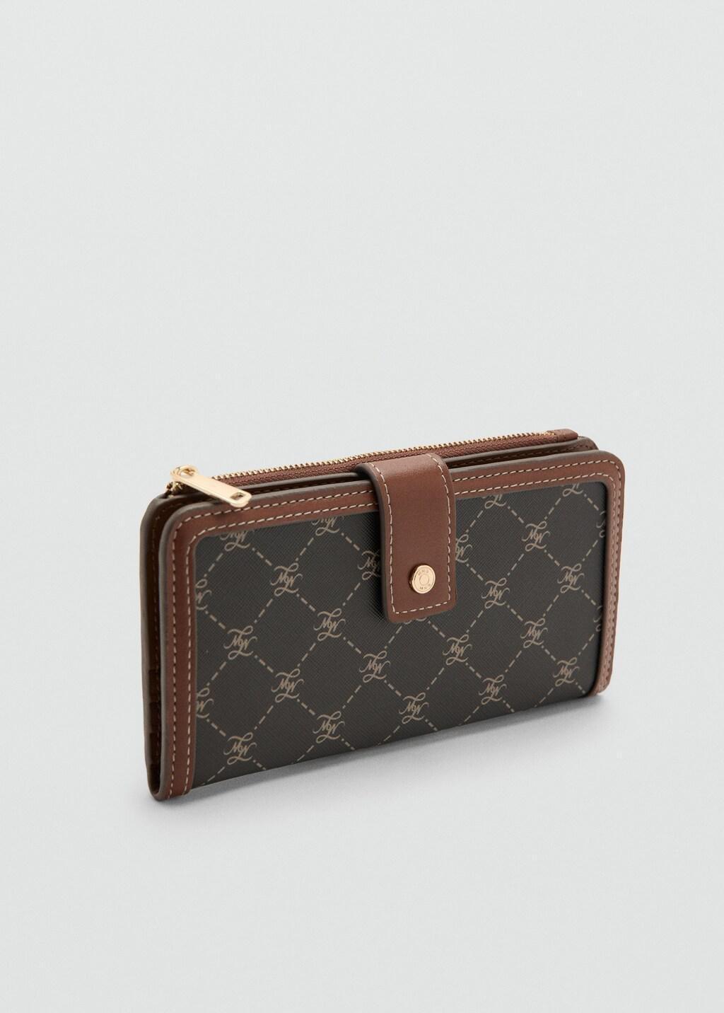Brown Large Wallet With Logo Print, Brown, medium