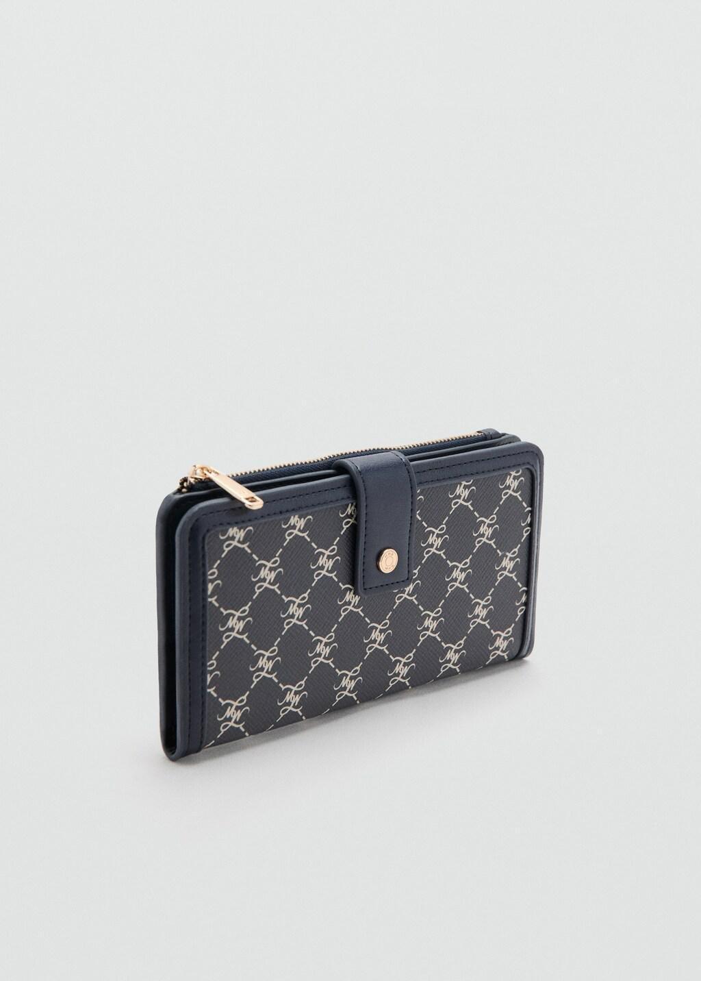 Blue Large Wallet With Logo Print, Navy, large image number 0