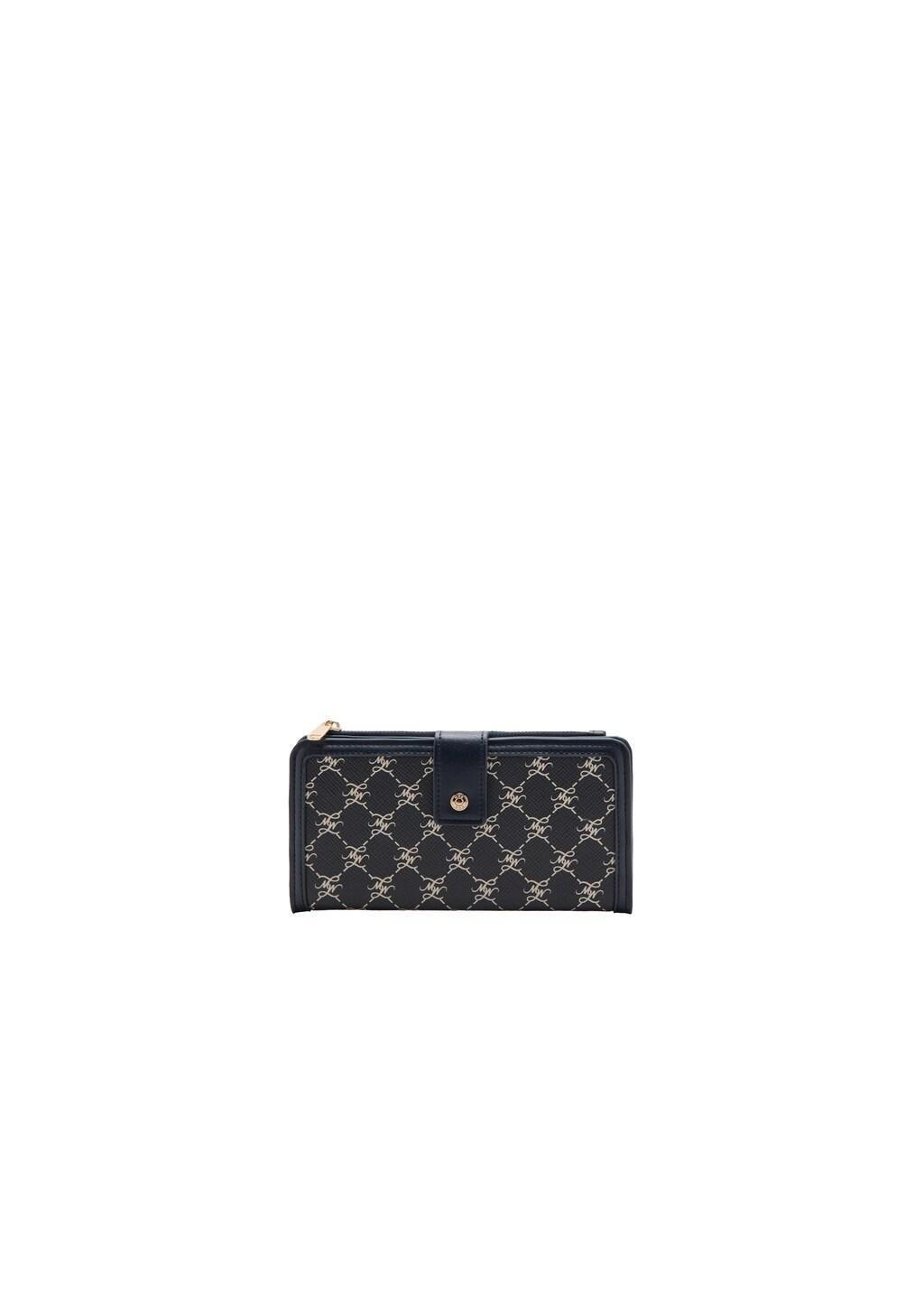 Blue Large Wallet With Logo Print, Navy, medium