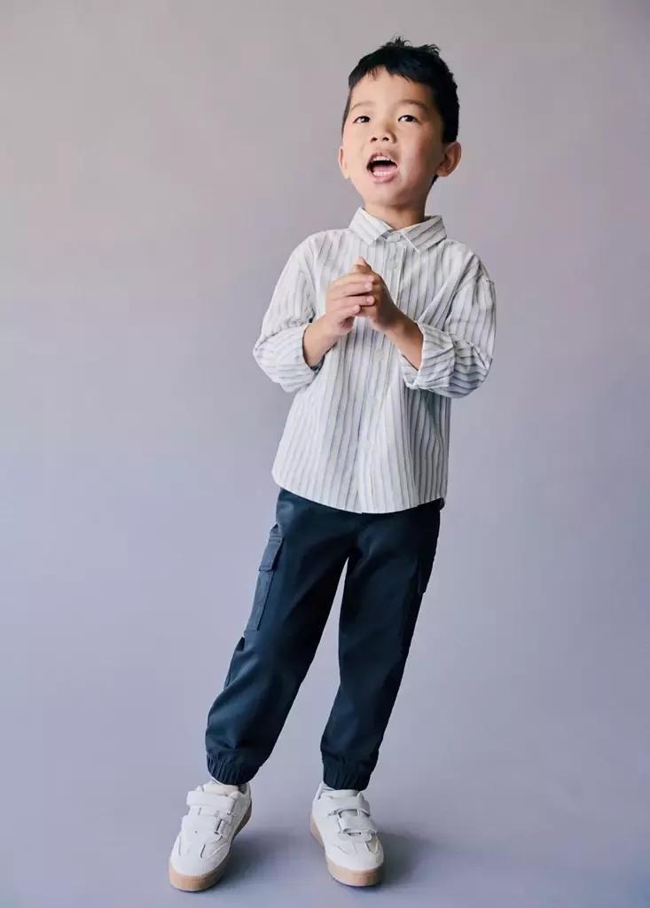 Blue Cargo Jogger Trousers, Baby Boy, Navy, large image number 0