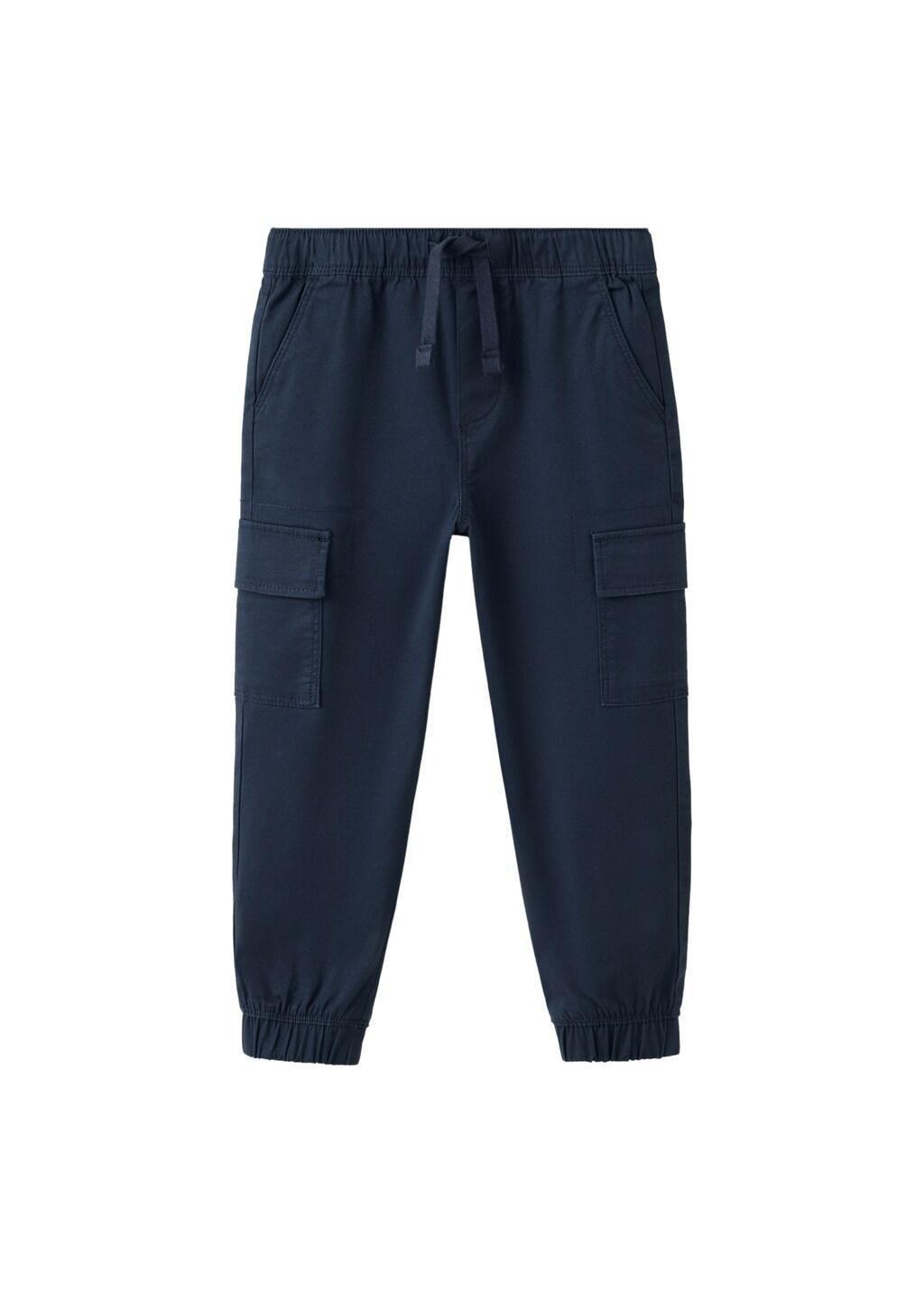 Blue Cargo Jogger Trousers, Baby Boy, Navy, large image number 4