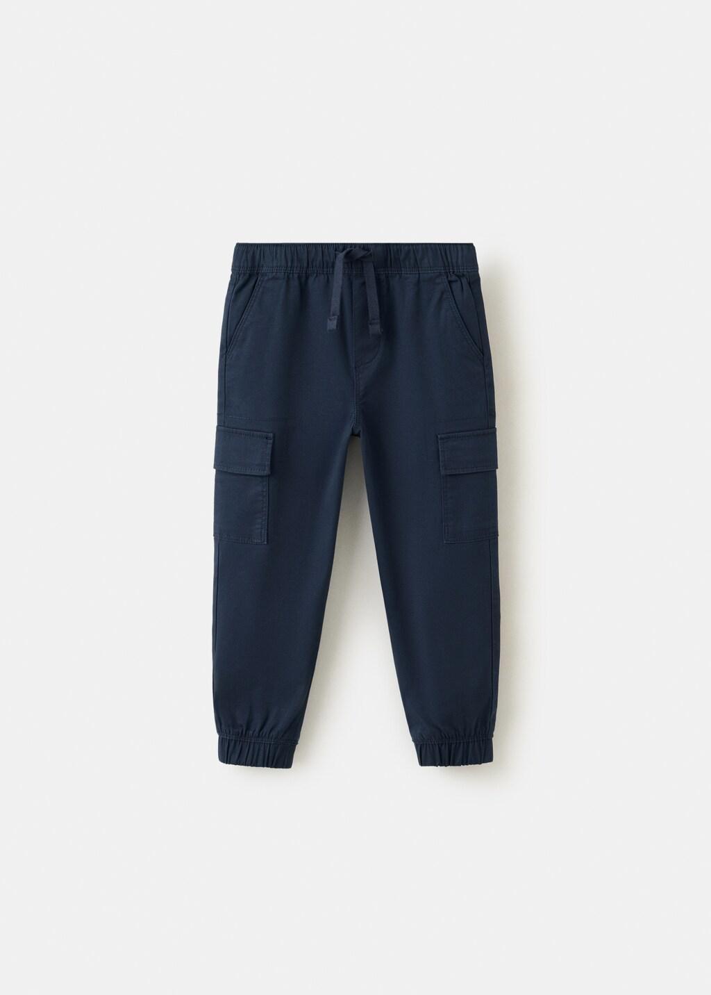 Blue Cargo Jogger Trousers, Baby Boy, Navy, large image number 5