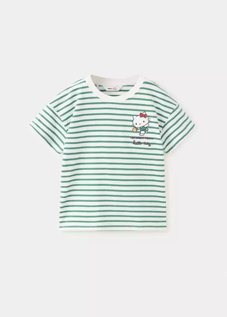 Green Hello Kitty Striped T-Shirt, Baby Girls, Green, large image number 0
