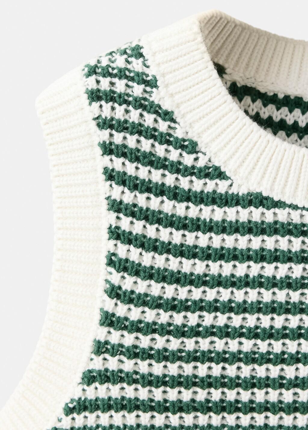 Green Striped Knitted Gilet, Kids Girl, Green, medium