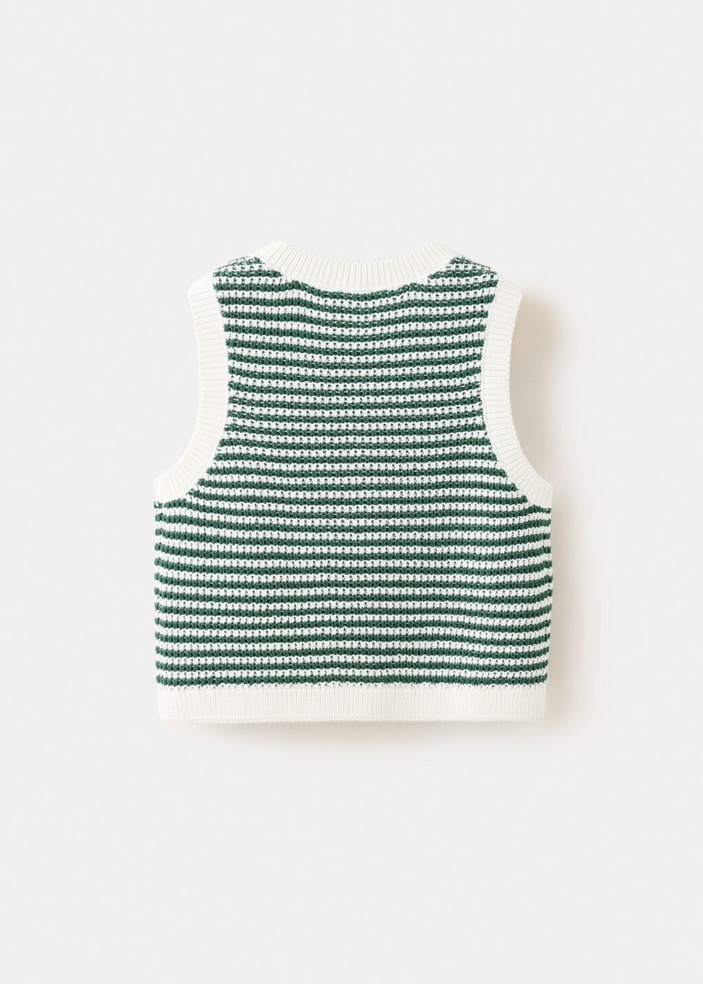 Green Striped Knitted Gilet, Kids Girl, Green, medium