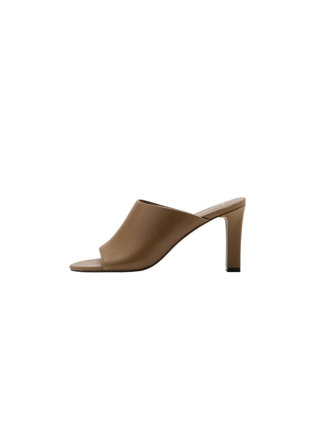 Khaki Heel leather sandals, Beige - Khaki, large image number 2